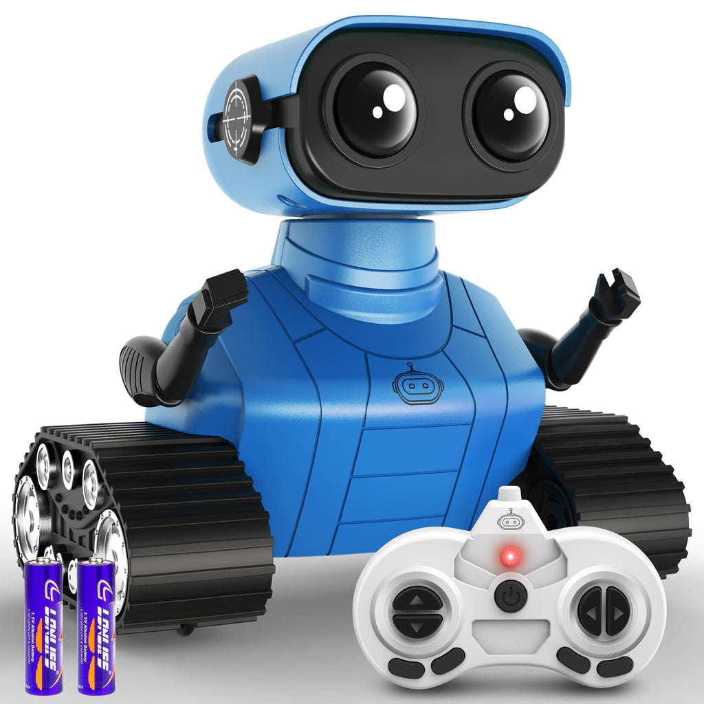 Happysky Robot Toys for Boys Girls, Rechargeable Remote Control Emo Robots with Auto-Demonstration, Flexible Head & Arms, Dance Moves, Music, Shining LED Eyes for 5+ Years Old Kids