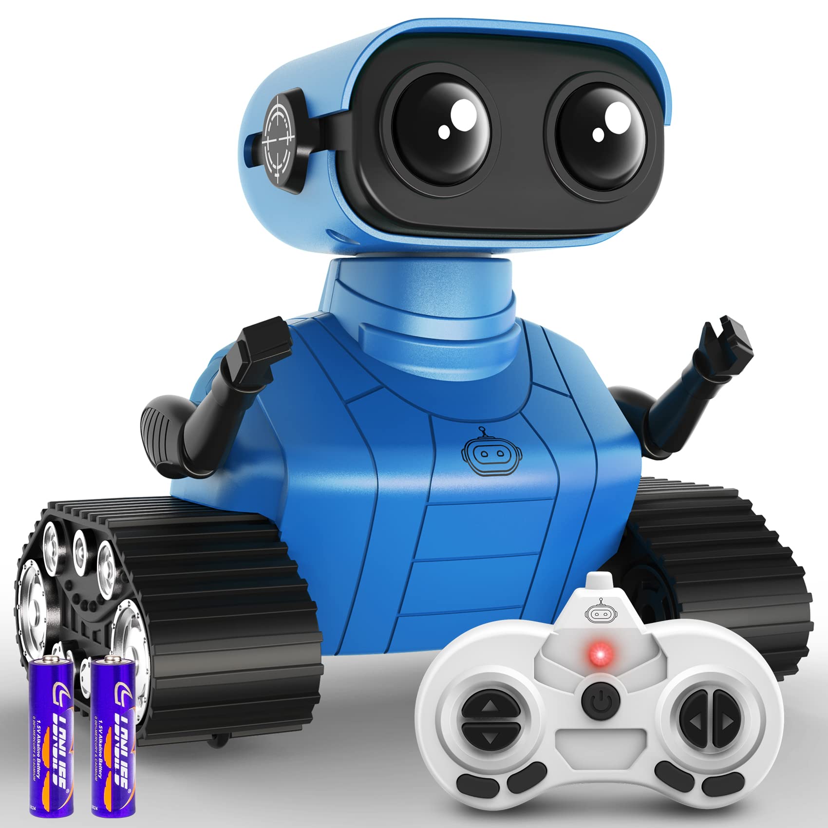 Happysky Robot Toys for Boys Girls, Rechargeable Remote Control Emo Robots with Auto-Demonstration, Flexible Head & Arms, Dance Moves, Music, Shining LED Eyes for 5+ Years Old Kids