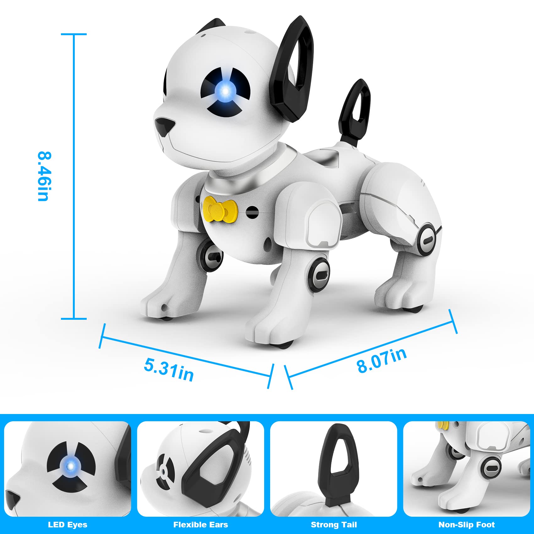 Remote Control Robot Dog Toy, RC Dog Programmable Smart Interactive Robotic Pets, RC Stunt Robot Toys Deg Imitates Animals Music Dancing Handstand Push-up Follow Functions for Boys Girls Toy