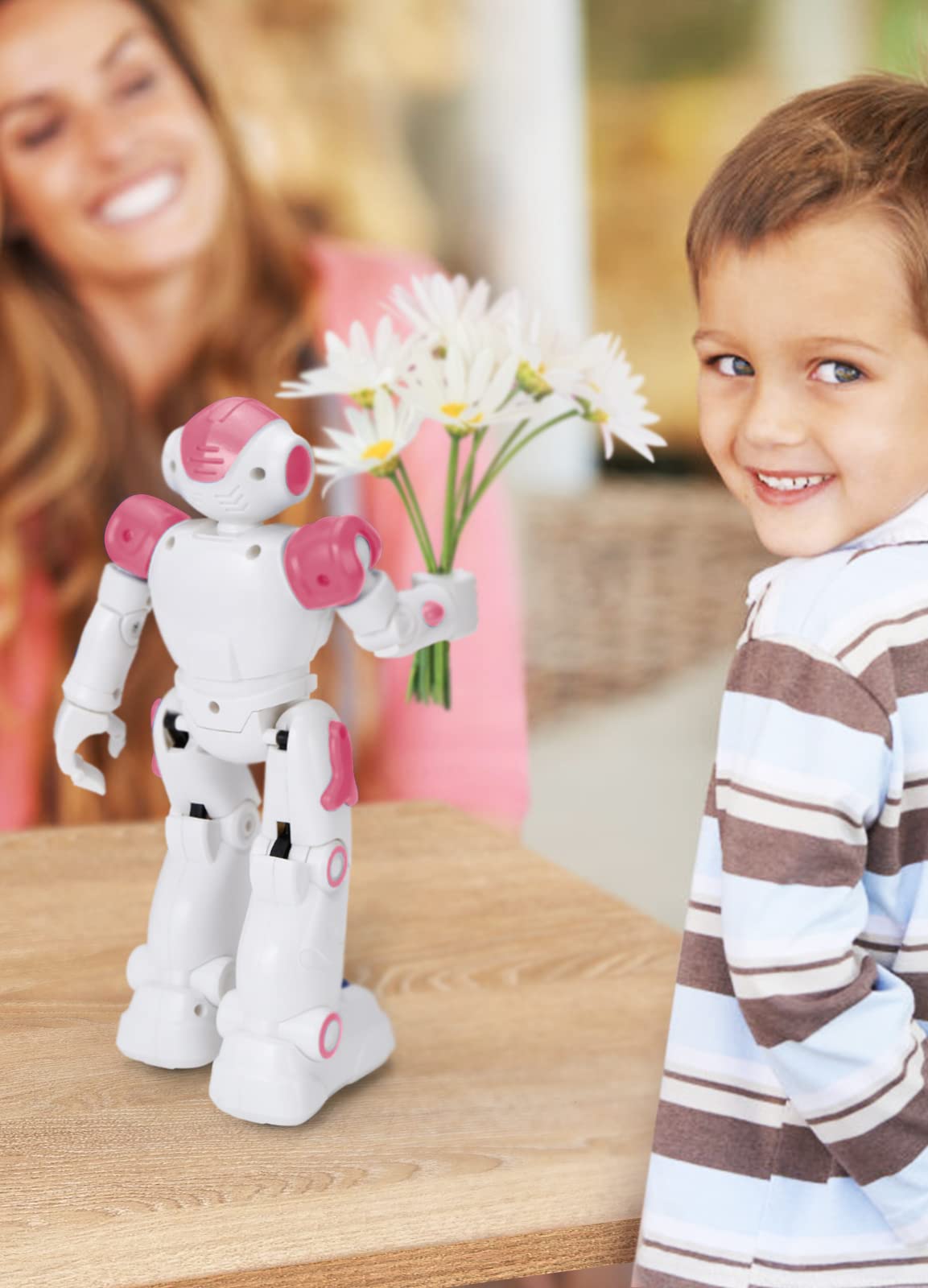 RC Robot Toys for Kids, Gesture & Sensing Remote Control Robot for Age 3 4 5 6 7 8 Year Old Boys Girls Birthday Present (Pink)