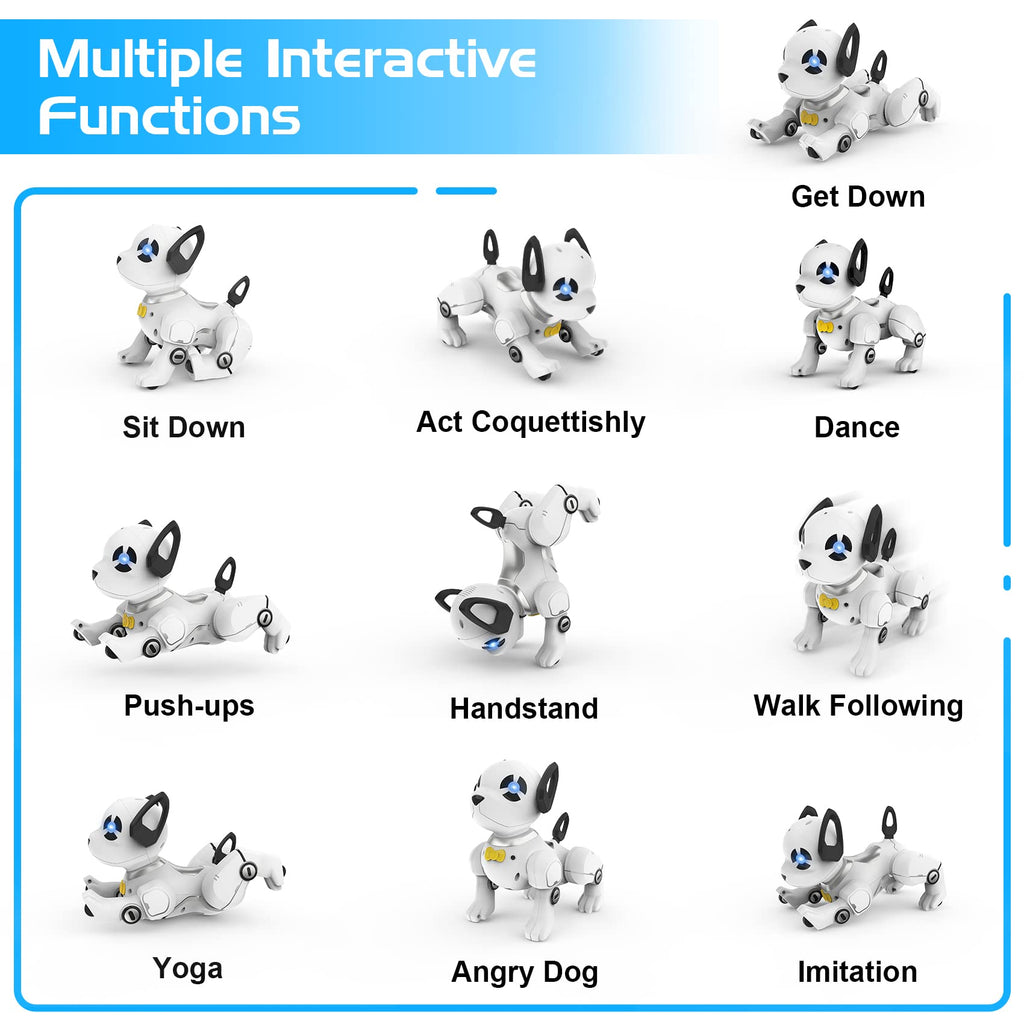 Remote Control Robot Dog Toy, RC Dog Programmable Smart Interactive Robotic Pets, RC Stunt Robot Toys Deg Imitates Animals Music Dancing Handstand Push-up Follow Functions for Boys Girls Toy