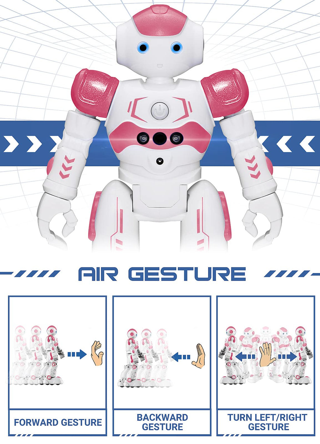 RC Robot Toys for Kids, Gesture & Sensing Remote Control Robot for Age 3 4 5 6 7 8 Year Old Boys Girls Birthday Present (Pink)