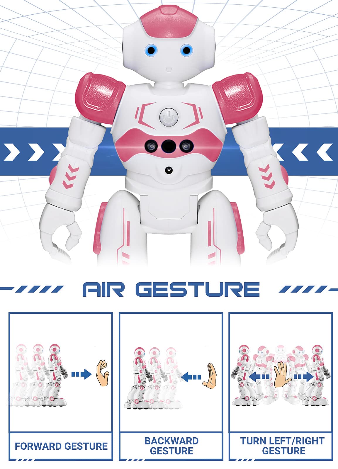 RC Robot Toys for Kids, Gesture & Sensing Remote Control Robot for Age 3 4 5 6 7 8 Year Old Boys Girls Birthday Present (Pink)