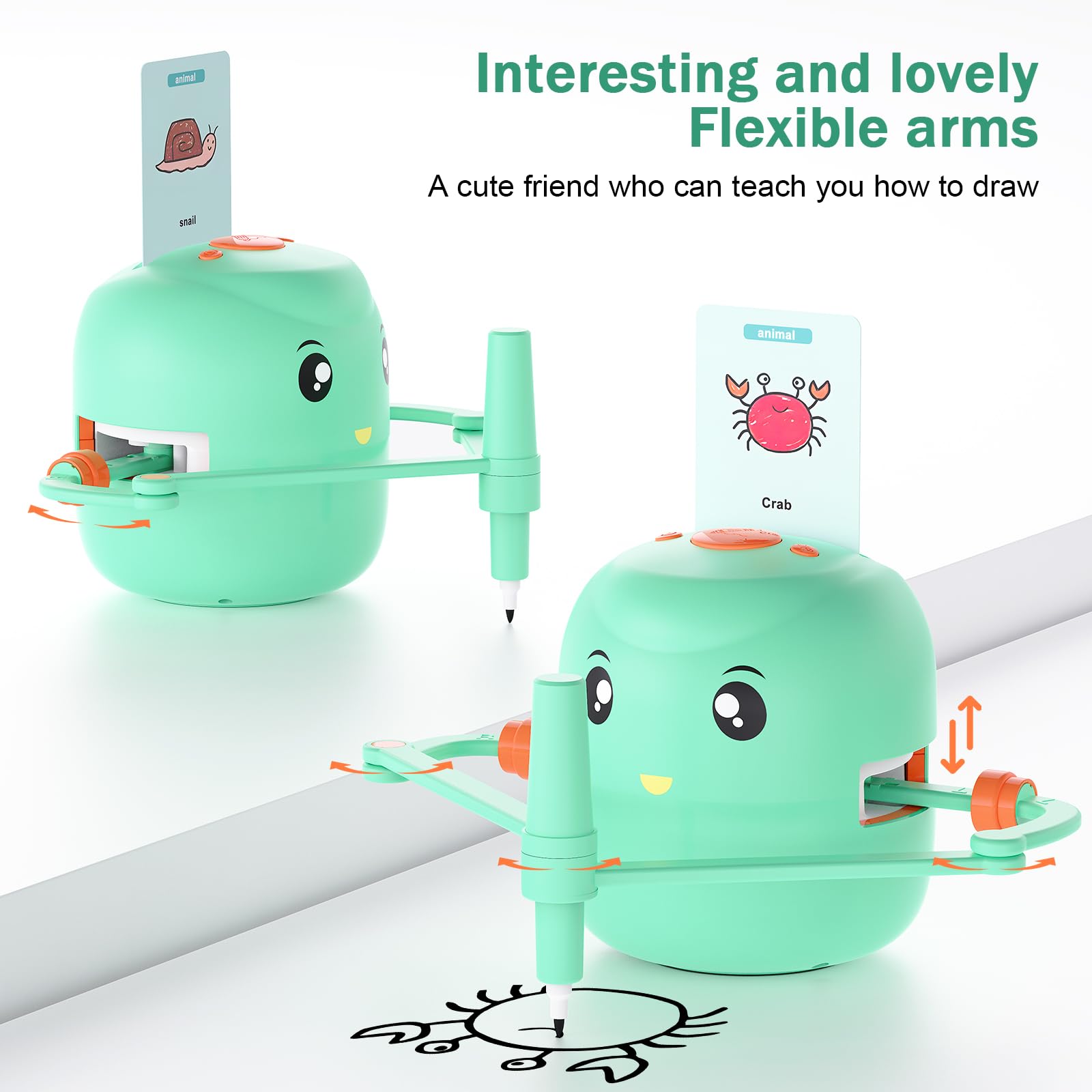 Happysky Smart Drawing Robot for Kids,Montessori Educational Painting Toy for 5+ with Voice Interaction&16 Color Pens,Magic Drawing Robot with 150 Learning Word Cards,Ideal Gift for 5+ Year Old Boys Girls