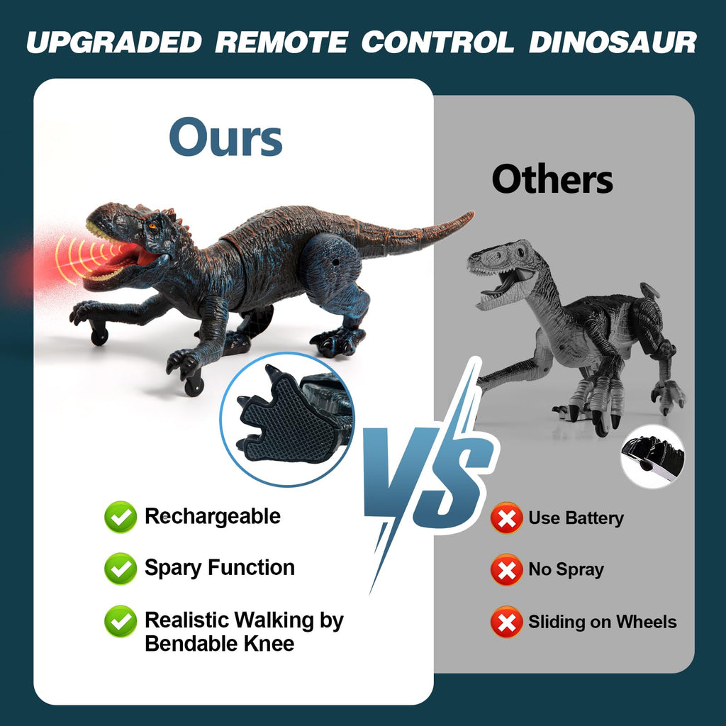 Happysky Remote Control Dinosaur Toys for Kids 3-5 4-7 8-12 Year Old, Electronic RC Robot Dinosaur with Spray & Light & Roar, Realistic Walking T-Rex Toys Birthday Gifts for Boys Girls