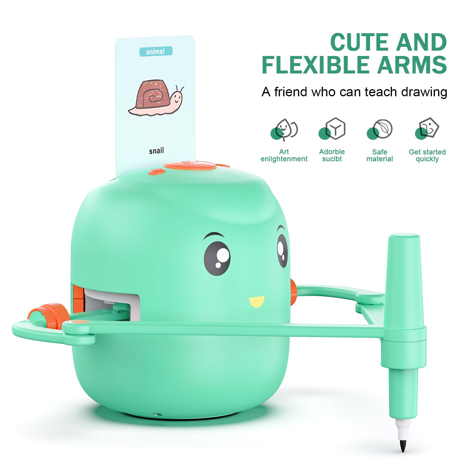 Happysky Smart Drawing Robot for Kids,Montessori Educational Painting Toy for 5+ with Voice Interaction&16 Color Pens,Magic Drawing Robot with 150 Learning Word Cards,Ideal Gift for 5+ Year Old Boys Girls