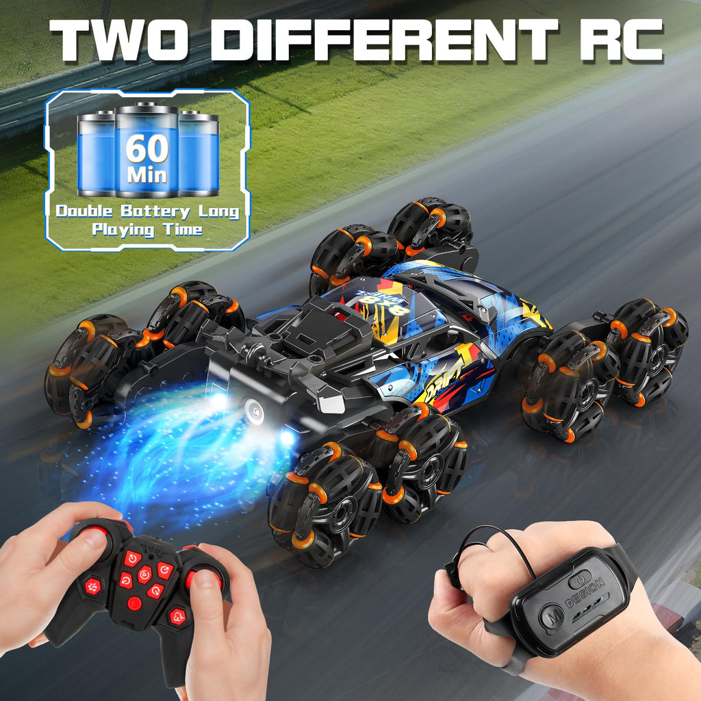 8WD Gesture Sensing RC Stunt Car Toys for Boys Age 8-12, 2.4GHz Hand Controlled Remote Control Car with Light & Music & Spray, Cool Christmas Birthday Present Gifts for Kids 6 7 8 9 10 11 12 Years Old