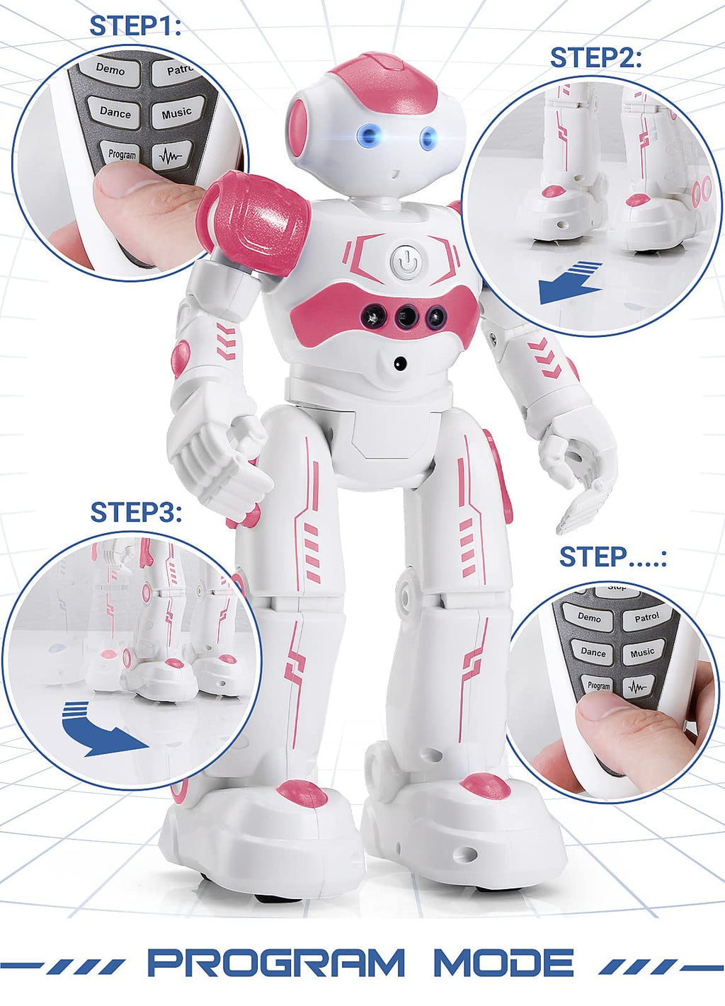 RC Robot Toys for Kids, Gesture & Sensing Remote Control Robot for Age 3 4 5 6 7 8 Year Old Boys Girls Birthday Present (Pink)