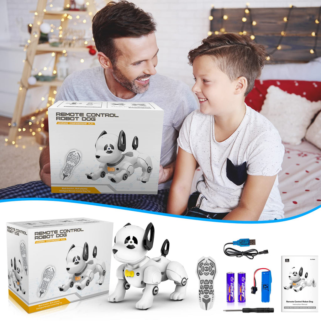 Remote Control Robot Dog Toy, RC Dog Programmable Smart Interactive Robotic Pets, RC Stunt Robot Toys Deg Imitates Animals Music Dancing Handstand Push-up Follow Functions for Boys Girls Toy