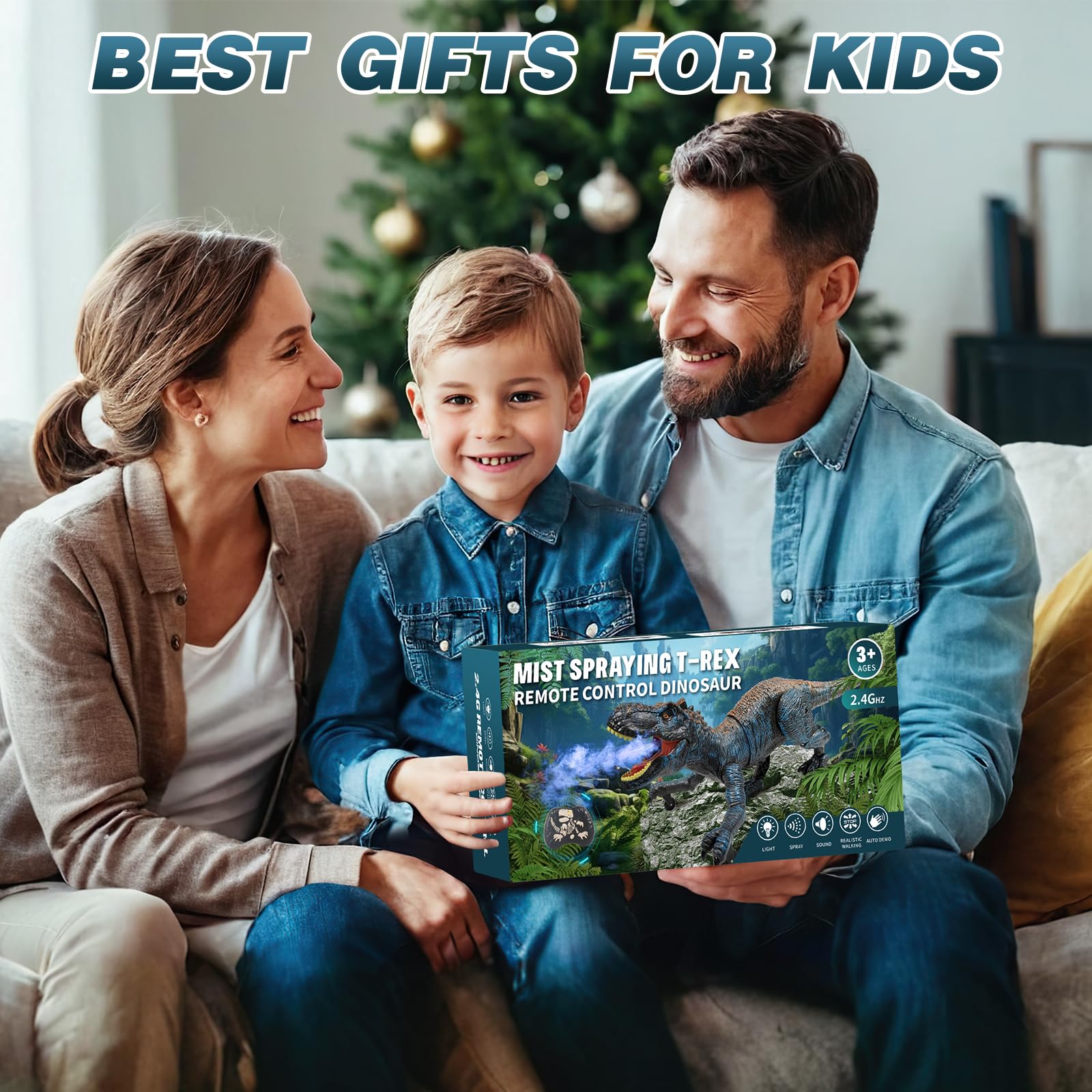 Happysky Remote Control Dinosaur Toys for Kids 3-5 4-7 8-12 Year Old, Electronic RC Robot Dinosaur with Spray & Light & Roar, Realistic Walking T-Rex Toys Birthday Gifts for Boys Girls