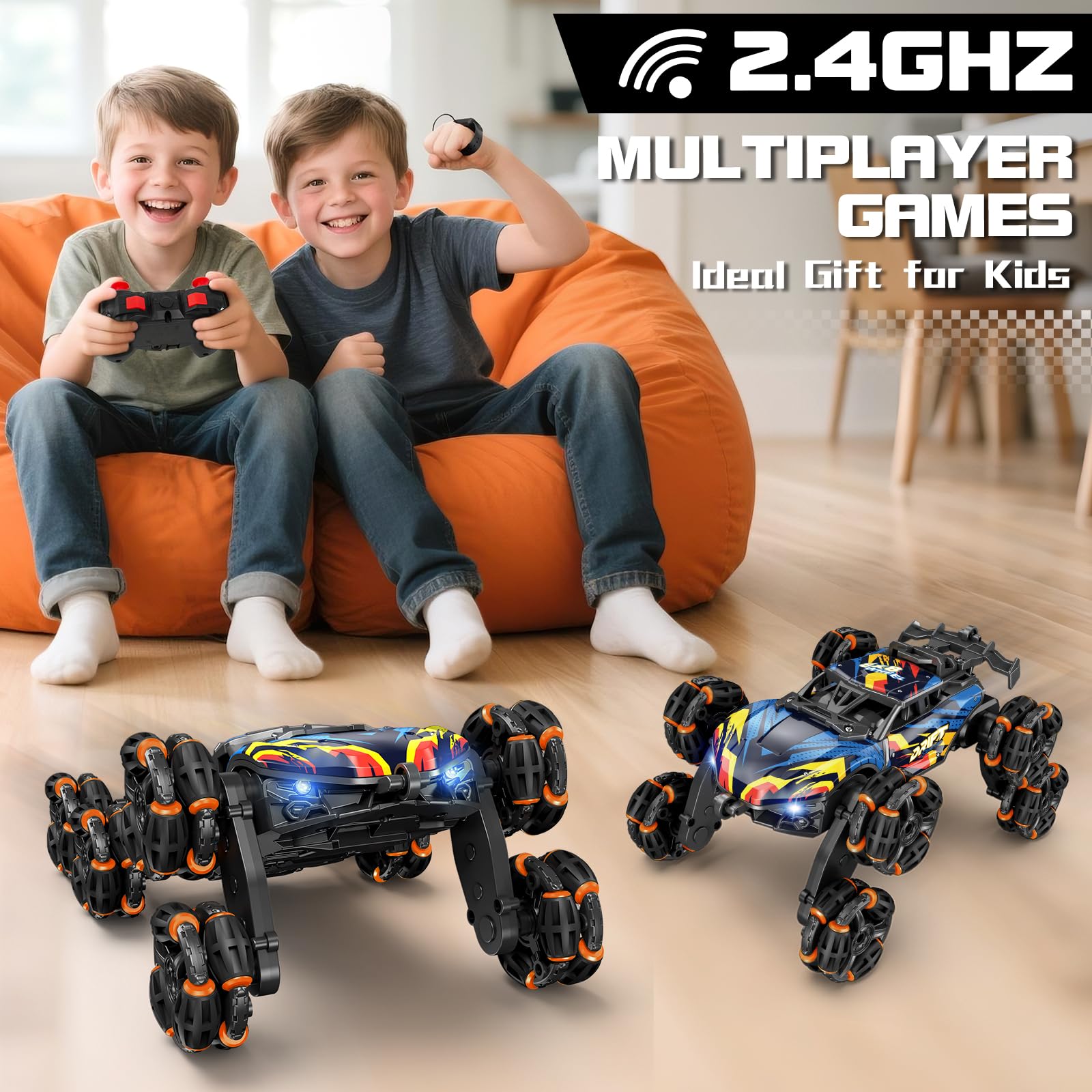 8WD Gesture Sensing RC Stunt Car Toys for Boys Age 8-12, 2.4GHz Hand Controlled Remote Control Car with Light & Music & Spray, Cool Christmas Birthday Present Gifts for Kids 6 7 8 9 10 11 12 Years Old