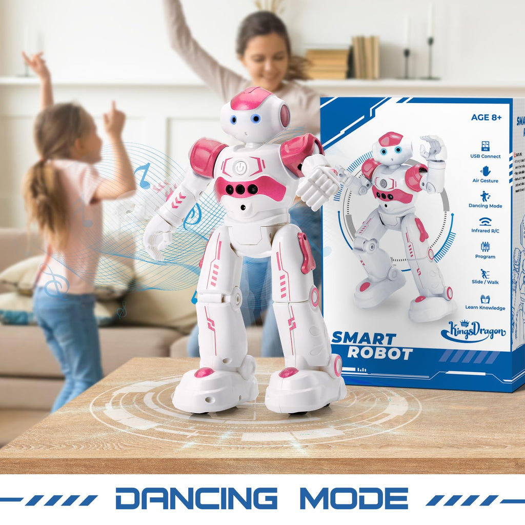 RC Robot Toys for Kids, Gesture & Sensing Remote Control Robot for Age 3 4 5 6 7 8 Year Old Boys Girls Birthday Present (Pink)